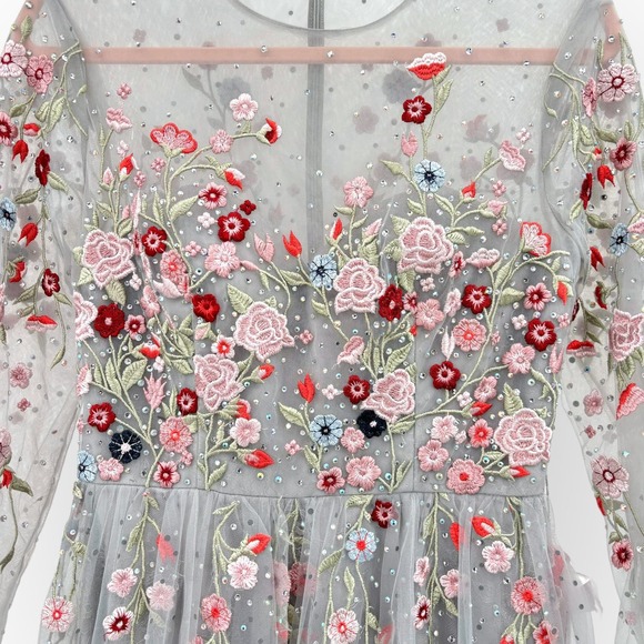 Mac Duggal Embroidered Illusion High Neck Long Sleeve A-line Gown NEW‎ $798 [6] - Picture 6 of 16